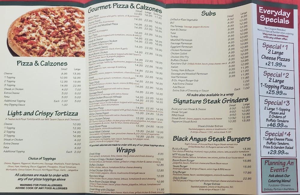 Mill Tavern Pizza Menu image 2